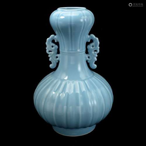 Chinese Claire de Lune Glazed Garlic-Mouth Vase