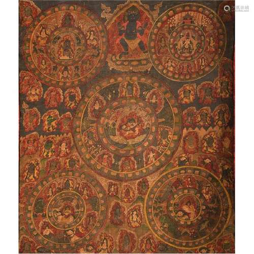 Large Painted Tibetan Thangka