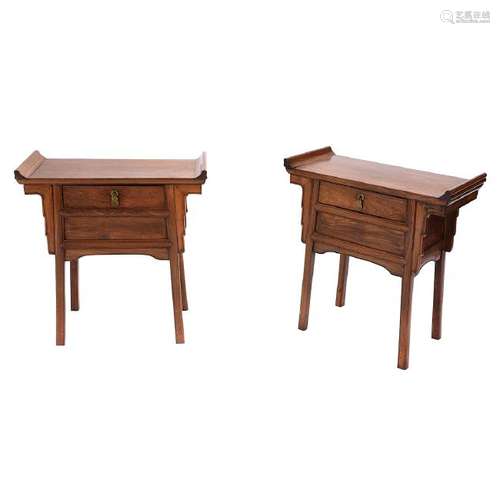 Pair of Chinese Huanghuali and Mixed Wood Cabinets*