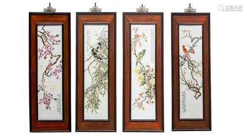 A SET OF 4 CHINESE ENAMELLED PLAQUES, REPUBLIC PERIOD