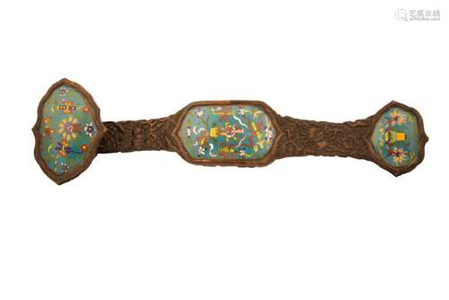 A CHINESE CLOISONNE-INSET RUYI SCEPTER, REPUBLIC PERIOD