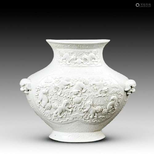 A CHINESE WHITE GLAZE WALL VASE, REPUBLIC PERIOD