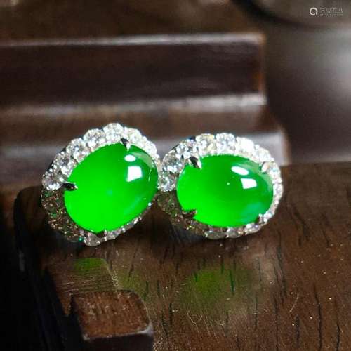 IMPERIAL GREEN JADEITE STUDS, GIA CERTIFICATE