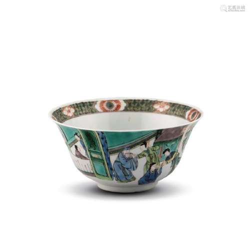 A CHINESE ANTIQUE WUCAI NARRATIVE BOWL, KANGXI PERIOD