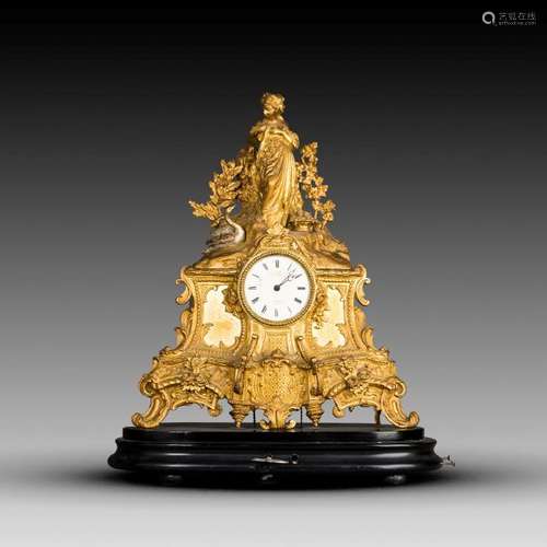 A FRENCH LOUIS XV L. MARTI FIGURAL MANTEL CLOCK