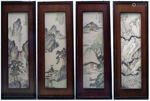 A SET OF 4 CHINESE ENAMELLED PLAQUES, REPUBLIC PERIOD