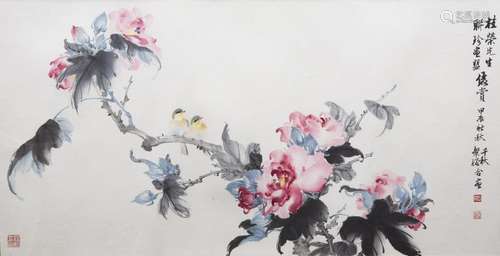 ZHOU QIANQIU (1910-2006), BIRD AND FLOWER