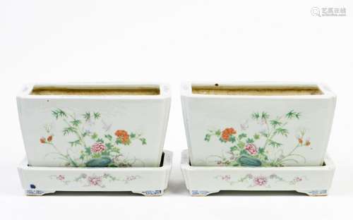 CHINESE FAMILLE ROSE JARDINIERES PAIR, 19TH CENTURY