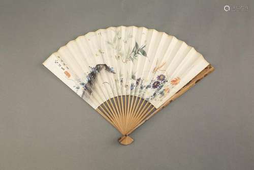 QI GONG AND YU JIGAO, CHINESE FOLDING FAN