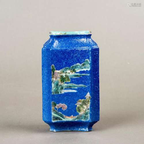 A CHINESE FAMILLE ROSE LANDSCAPE QUARTET VASE