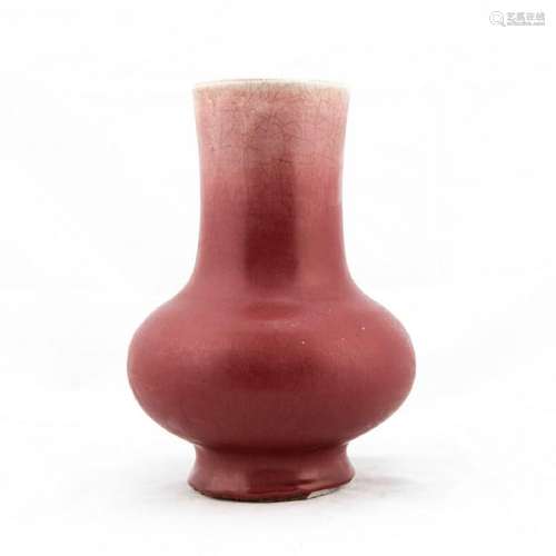 A TRUNCATED BOTTLE NECK LANGYAO RED GLAZE VASE