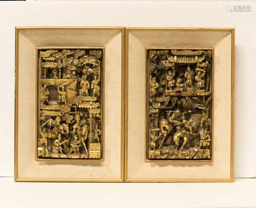 CHINESE LACQUER WOOD PANELS, FIGURES