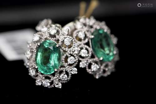 EMERALD & DIAMOND DANGLE EARRINGS, AIG CERTIFICATE