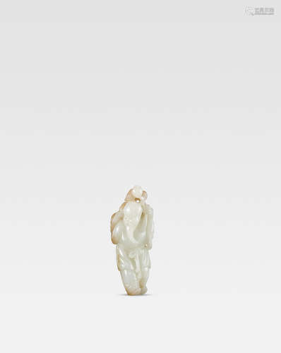 18th/19th century A white and russet jade figure of Shoulao