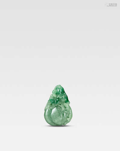 19th century  A jadeite 'squirrel and grapes' pendant