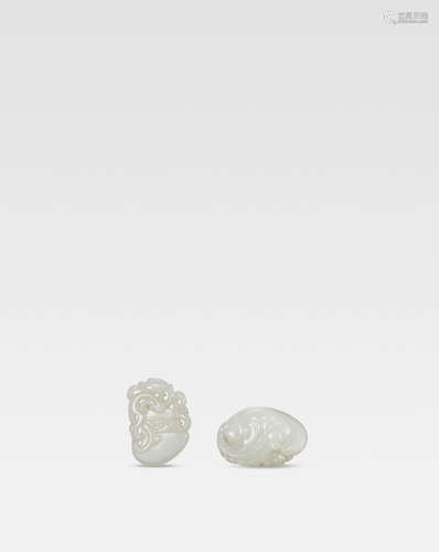 18th century Two white jade pendants