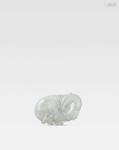 18th century  A white jade 'horse' plaque