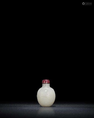 18th/19th century, probably Suzhou School A magnificent white jade 'sage' snuff bottle