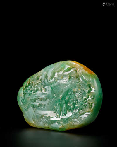 Qianlong/Jiaqing A magnificent and extremely rare jadeite 'longevity' boulder