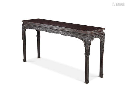 Qianlong/Jiaqing A superb Imperial zitan waisted corner-leg table