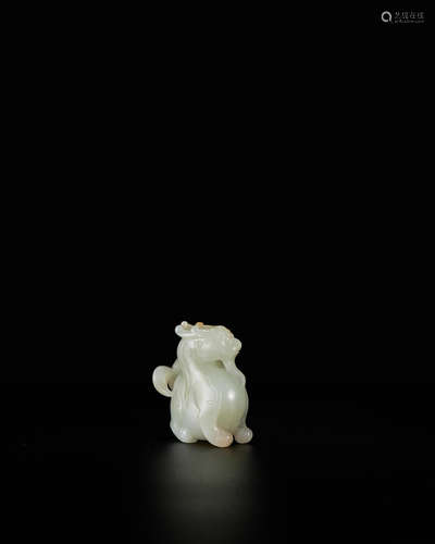 Ming Dynasty A white jade mythical beast, tianlu