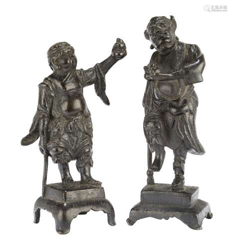 Two Chinese bronze figures of Li Tieguai, Ming dynasty, 17th century, each modelled standing,