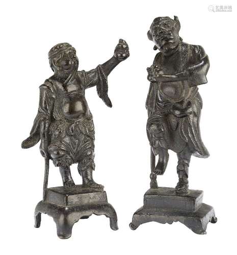 Two Chinese bronze figures of Li Tieguai, Ming dynasty, 17th century, each modelled standing,