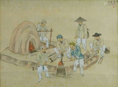 KIM JUN-GEUN (KISAN, KOREAN, late 19th-early 20th century), ink and colour on silk, a set of