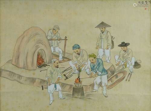 KIM JUN-GEUN (KISAN, KOREAN, late 19th-early 20th century), ink and colour on silk, a set of