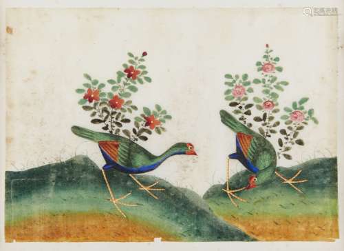 An album of fourteen Chinese gouache paintings on rice paper, late 19th/early 20th century,