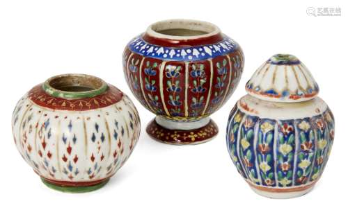Three Chinese porcelain jarlets for the Thai market, late 19th century, painted in enamels with