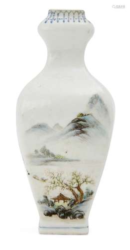 A Chinese porcelain Qianjiang cai square vase, signed Huang Yeah Theng, Republic period, c.1930,
