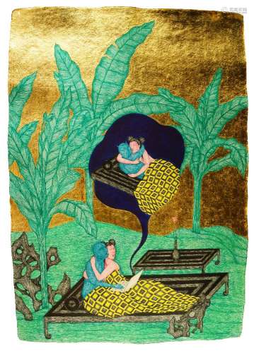 YAO JUI-CHUNG, (Chinese b.1969), ink and gold leaf on handmade paper, Dreamy Yao & Maggie on You