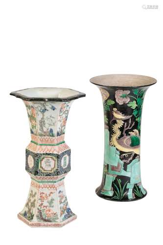 FAMILLE NOIR CYLINDRICAL VASE, LATE QING DYNASTY