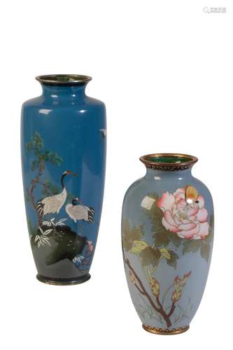 FINE JAPANESE CLOISONNE BLUE GROUND VASE