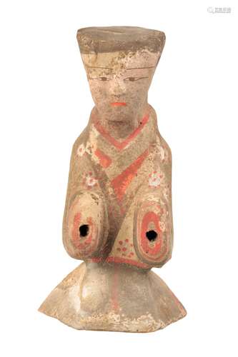 PAINTED TERRACOTTA FIGURE OF AN ATTENDANT