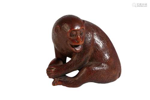 CARVED WOOD NETSUKE, BY MASAKAZU