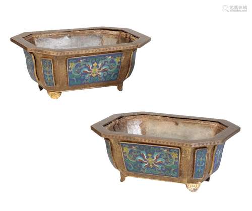 FINE PAIR OF CLOISONNE JARDINIERES