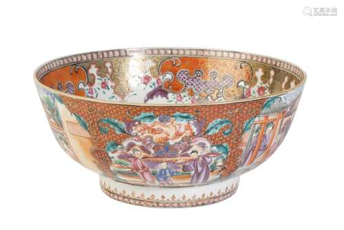 CHINESE EXPORT PORCELAIN 'MANDARIN PALETTE' PUNCH BOWL