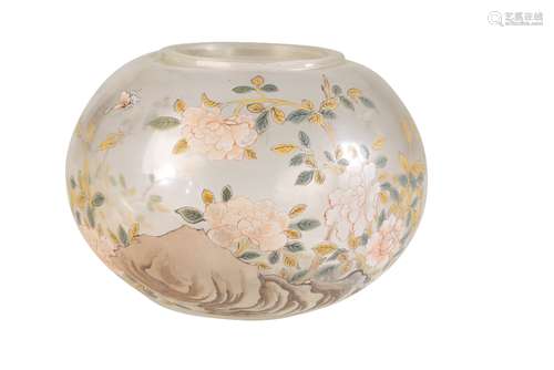 FINE PEKING PAINTED 'LOTUS' BRUSH WASHER