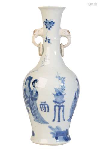 FINE BLUE AND WHITE BALUSTER VASE