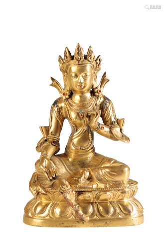 GILT BRONZE FIGURE OF TARA, TIBET