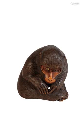 CARVED WOOD NETSUKE, BY KOICHI