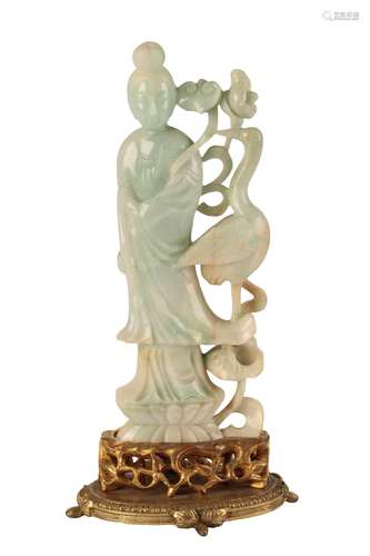 JADEITE CARVED FIGURE OF GUANYIN