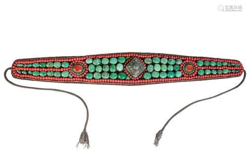 TURQUOISE AND CORAL CEREMONIAL BELT