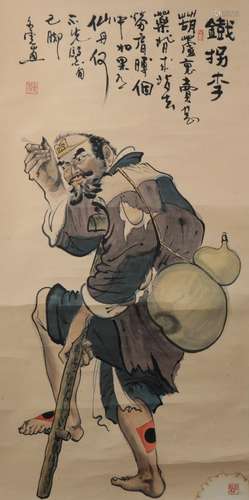 CHINESE SCHOOL, MING STYLE SCROLL PAINTING, depicting a man with a gourd