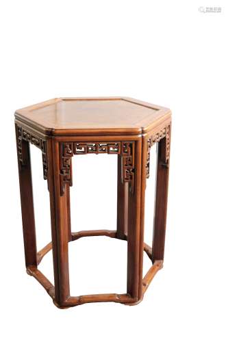 FINE HONGMU AND BURRWOOD HEXAGONAL CENTRE TABLE