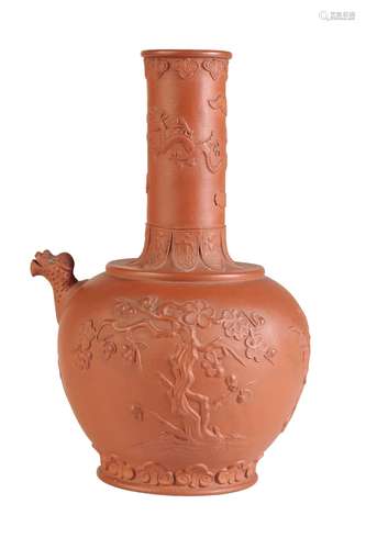 CARVED YIXING 'PRUNUS' WATERPOT