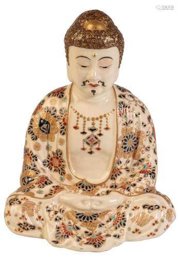 JAPANESE SATSUMA FIGURE OF A SEATED AMIDA BUDDHA