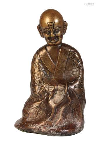 GILT-COPPER FIGURE OF A LOHAN